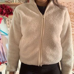 White cropped fluffy sweater